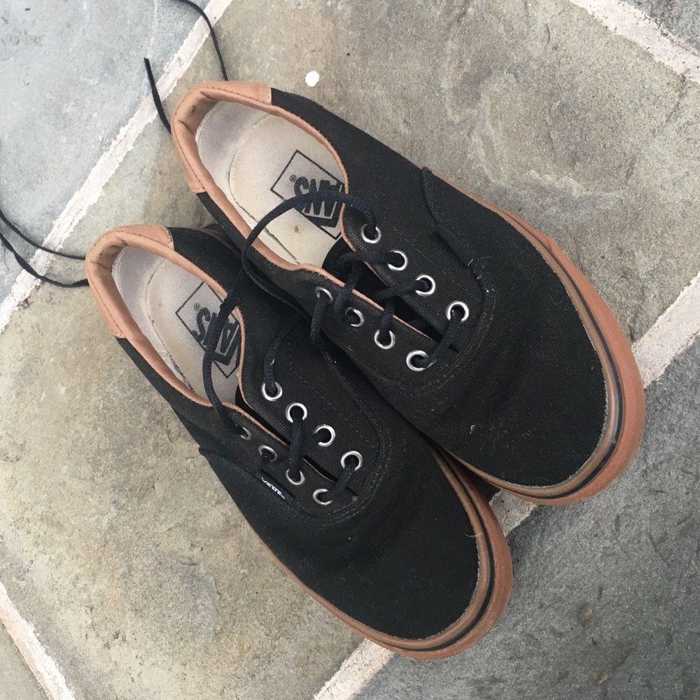 Black and tan Vans